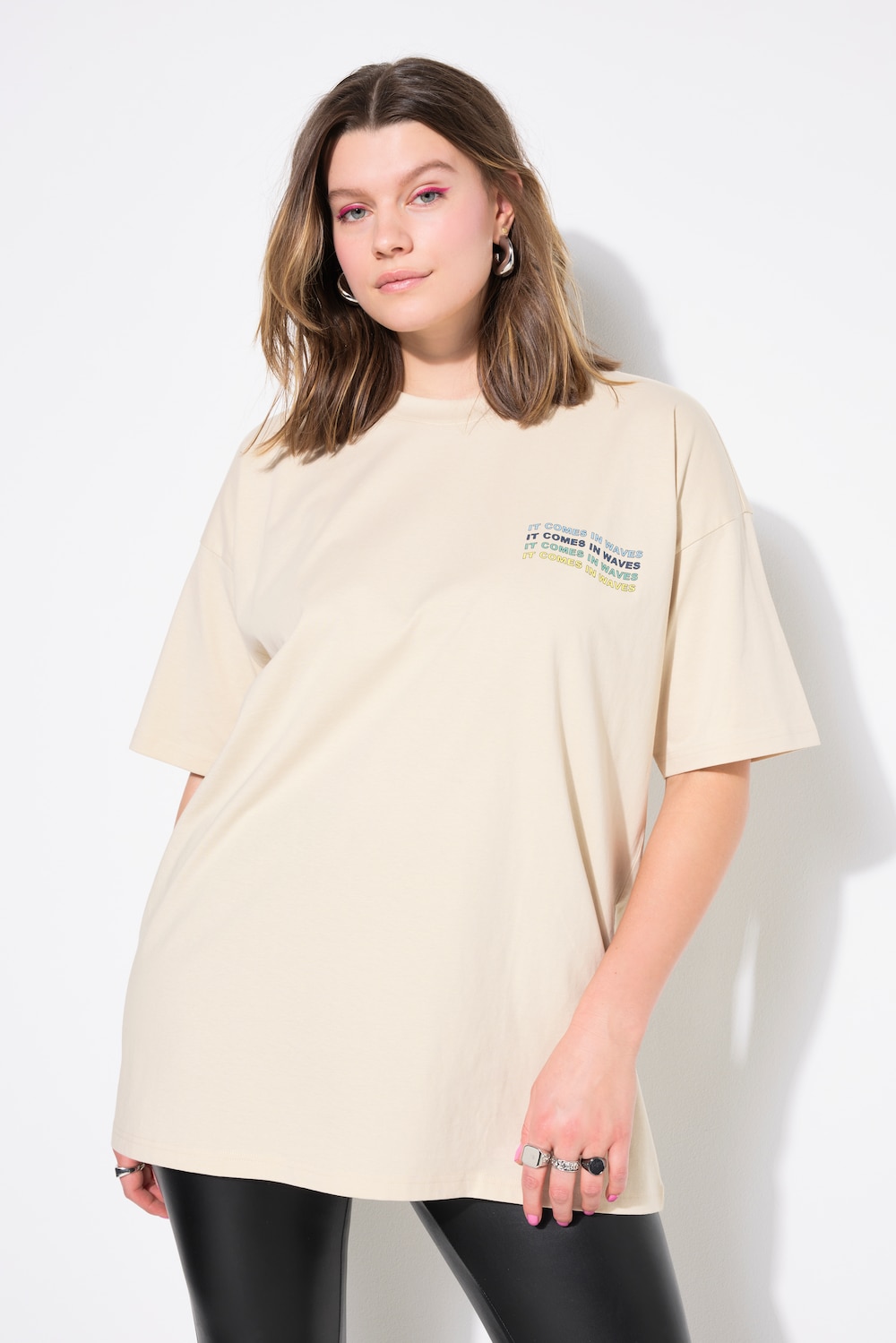 Große Größen T-Shirt, Damen, beige, Größe: 50/52, Baumwolle, Studio Untold