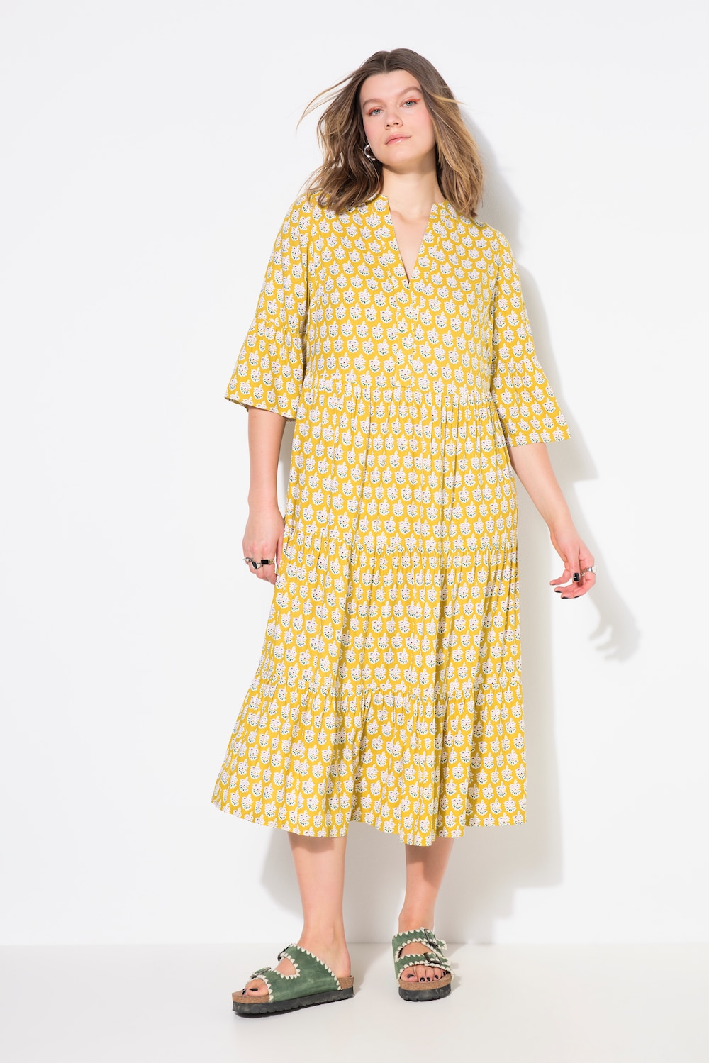 Große Größen Maxikleid, Damen, gelb, Größe: 42/44, Viskose, Studio Untold