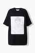 Camiseta, amplia, estampado de garabatos de modelo