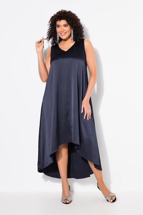 Sleeveless Asymmetric Crash Satin Dress