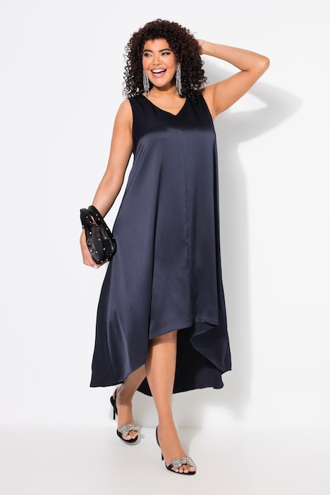 Sleeveless Asymmetric Crash Satin Dress