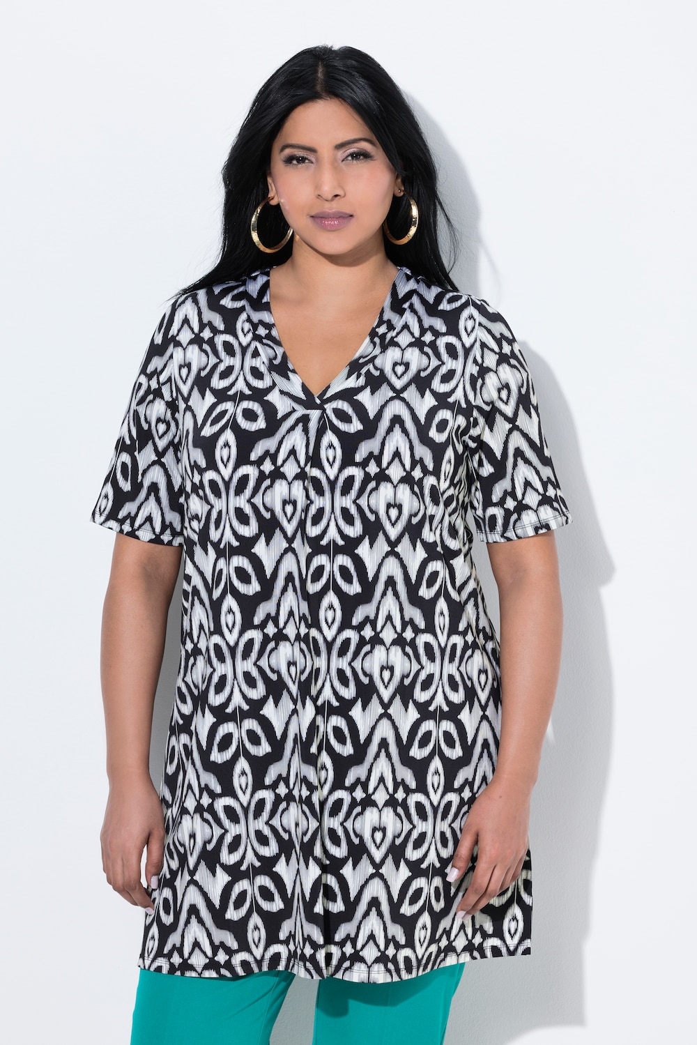 Große Größen Slinky-Longshirt, Damen, schwarz, Größe: 46/48, Viskose, Ulla Popken