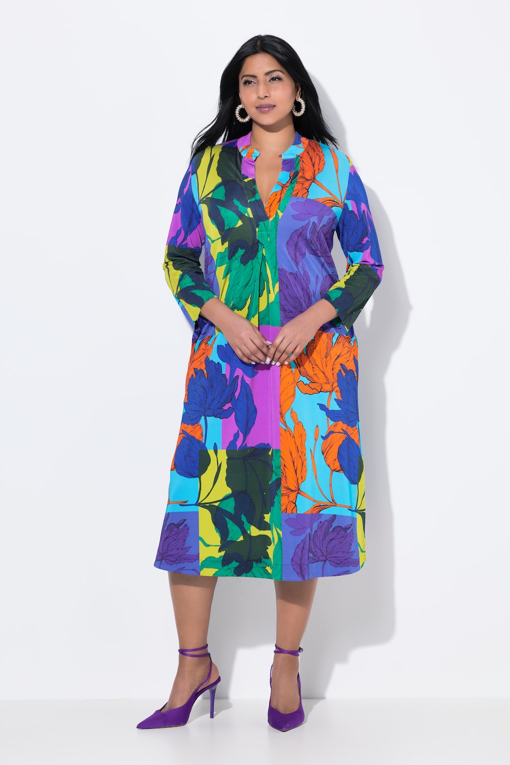 Große Größen Slinky-Midikleid, Damen, rosa, Größe: 46/48, Viskose, Ulla Popken