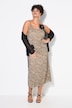Maxikjole i mesh, A-linje, leopard, 3D-blomster