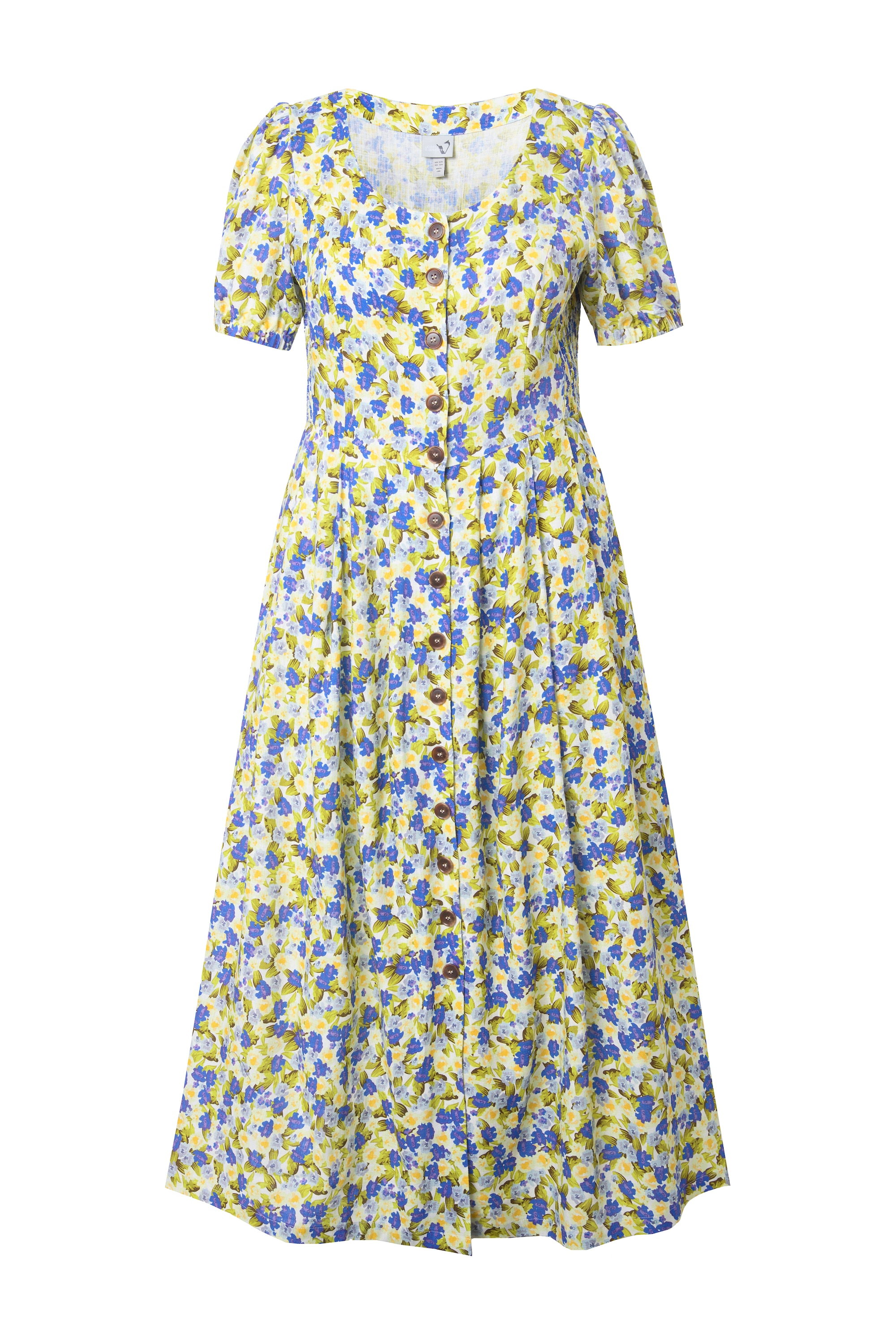Ulla Popken Damen große Größen Leinenmix Maxikleid Rundhals Halbarm