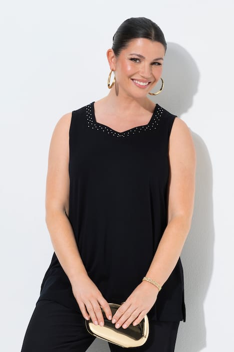 Top, A-Linie, Herzausschnitt, ärmellos, Pima Cotton