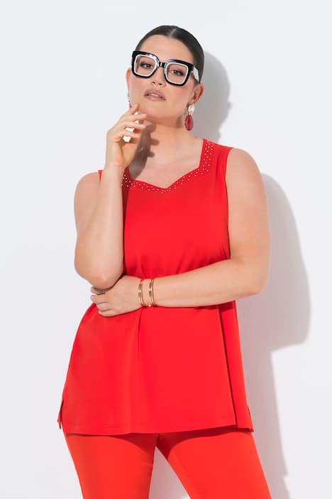 Top, A-Linie, Herzausschnitt, ärmellos, Pima Cotton