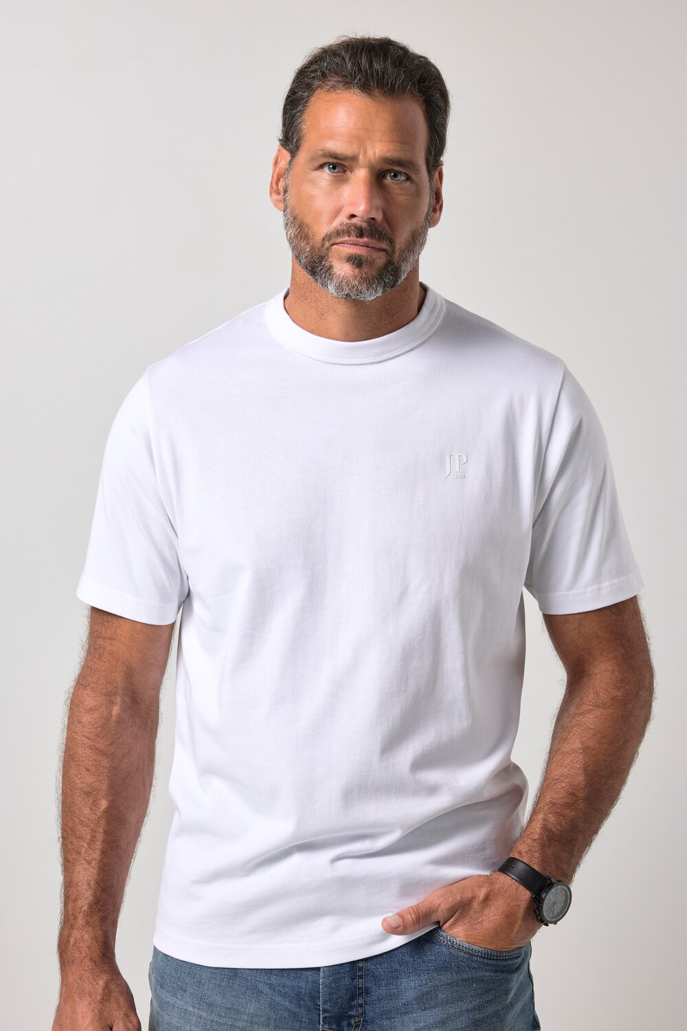 T-Shirt, Halbarm, Rundhals, schwere Baumwollqualität, bis 8 XL