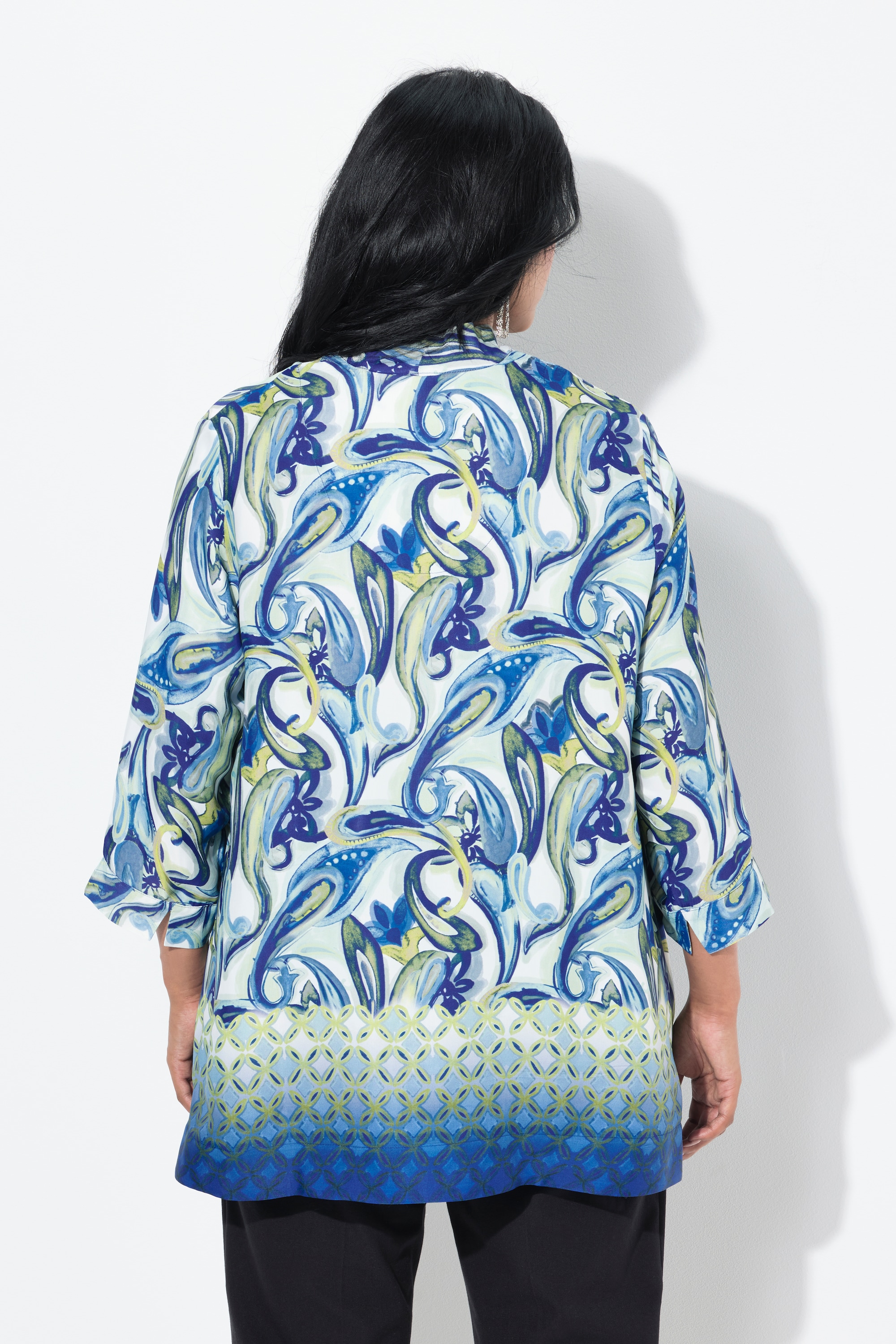Ulla Popken Damen große Größen Tunika Paisley A Linie Kelchkragen 3 4 Arm 840002