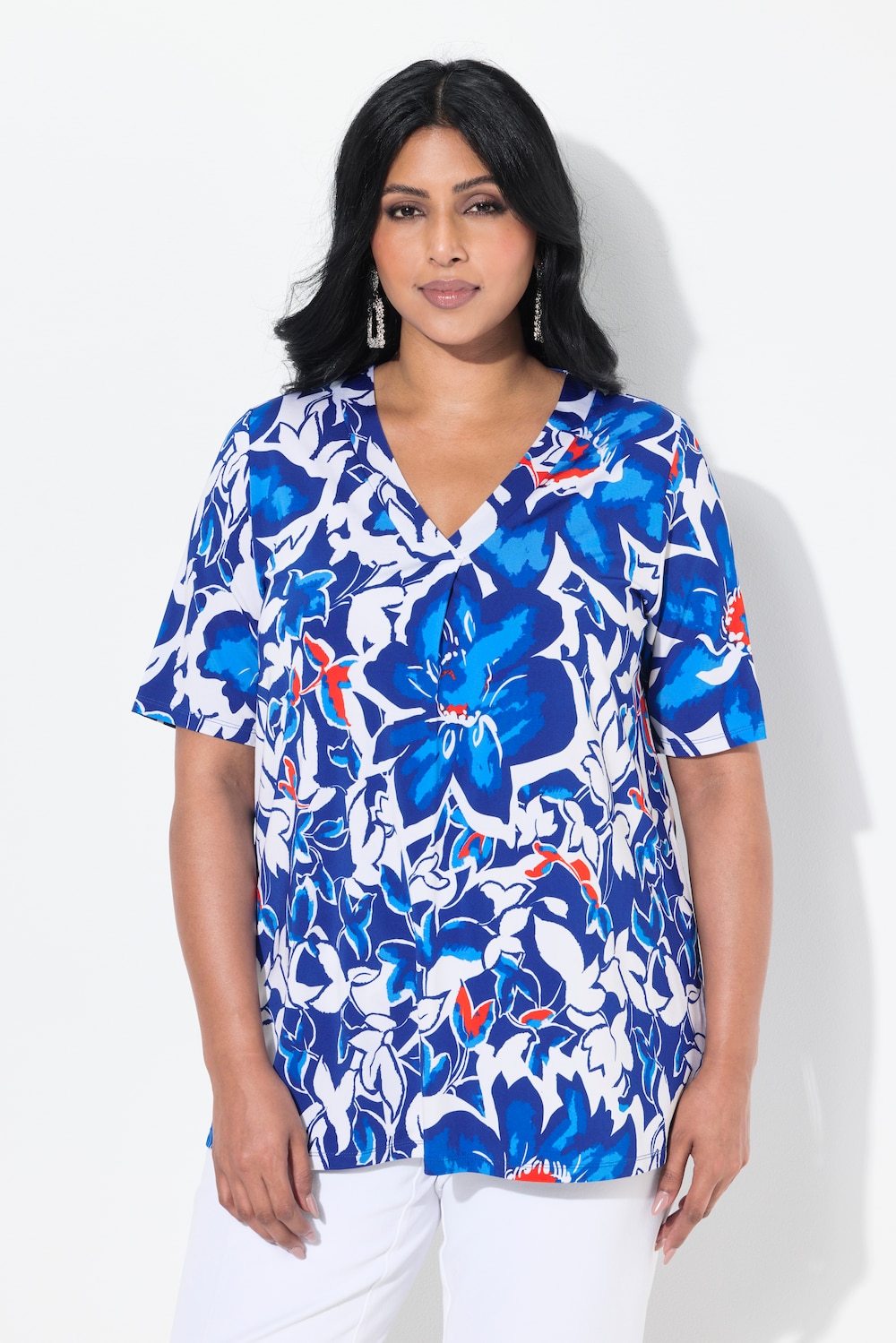 Thumbnail - Große Größen Slinkyshirt, Damen, blau, Größe: 58/60, Viskose, Ulla Popken