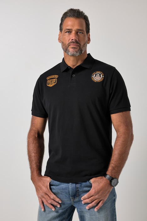 poloshirt, korte mouw, piqué, badges, tot 8XL