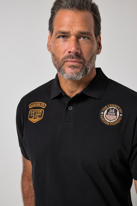 poloshirt, korte mouw, piqué, badges, tot 8XL