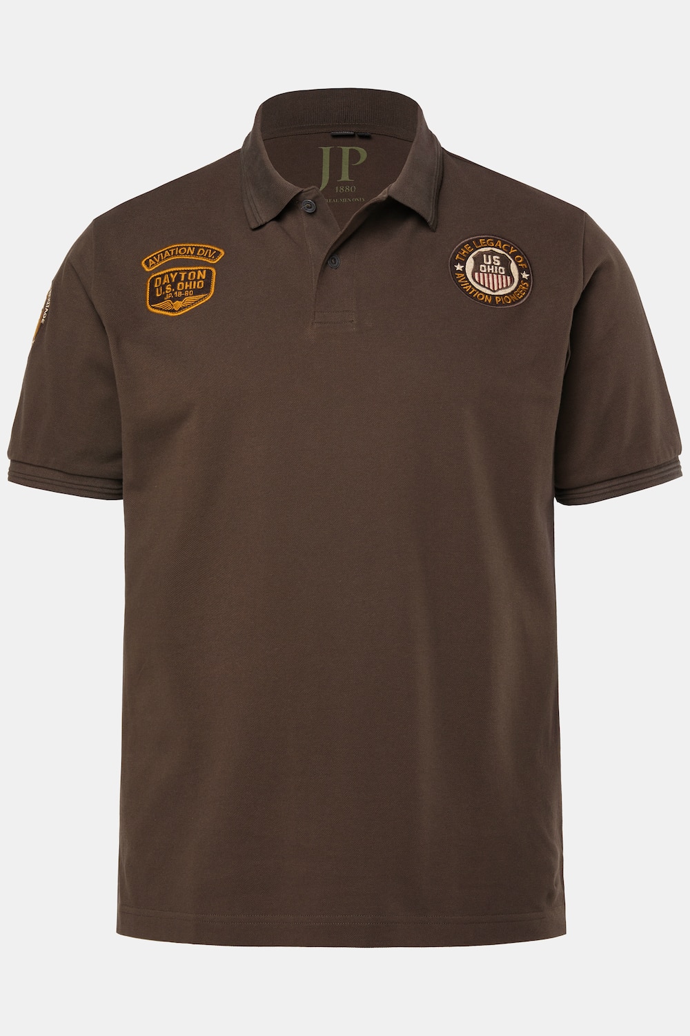 Polo JP 1880 en maille piquée, manches courtes et écussons - jusqu'au 8 XL
