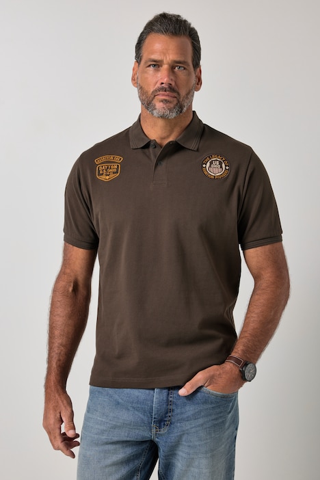 poloshirt, korte mouw, piqué, badges, tot 8XL