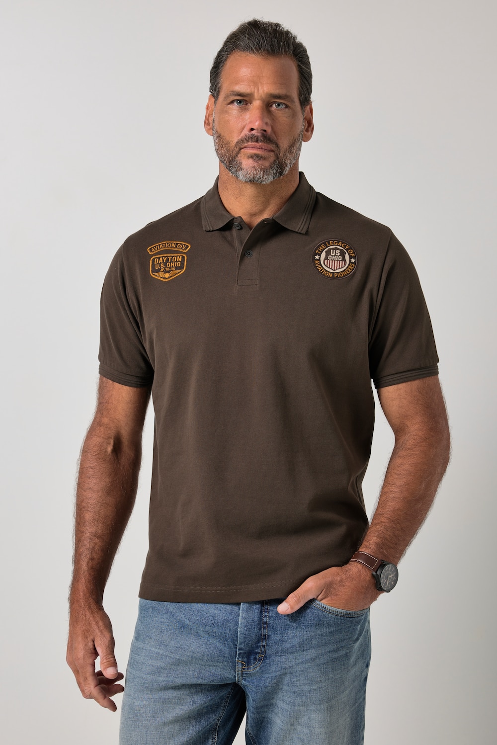 Poloshirt, Halbarm, Piqué, Badges, bis 8 XL