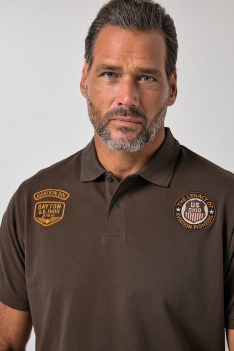 poloshirt, korte mouw, piqué, badges, tot 8XL