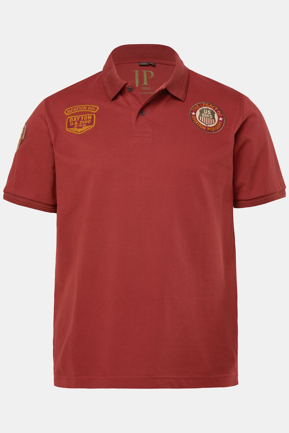 Polo JP 1880 en maille piquée, manches courtes et écussons - jusqu'au 8 XL