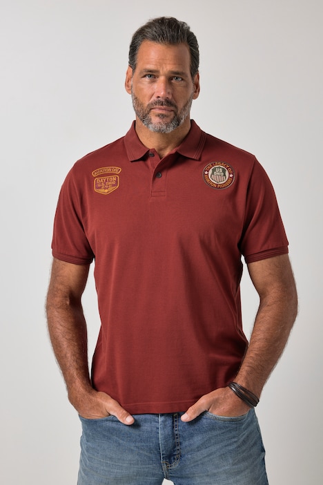 poloshirt, korte mouw, piqué, badges, tot 8XL