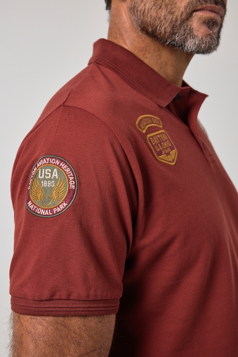 poloshirt, korte mouw, piqué, badges, tot 8XL