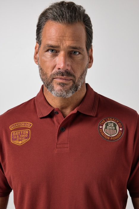 poloshirt, korte mouw, piqué, badges, tot 8XL