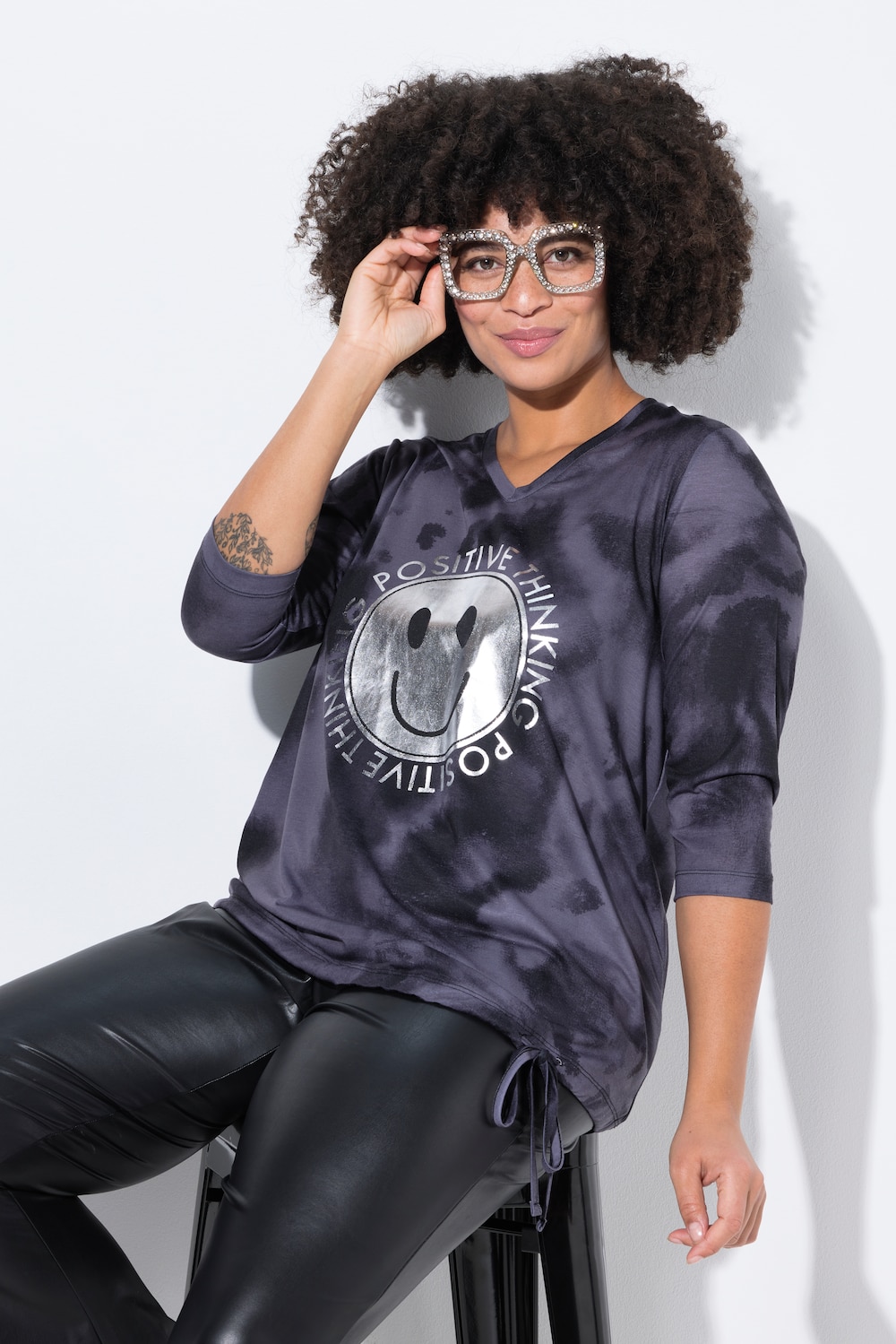 T-shirt, regular fit, glanzende smiley