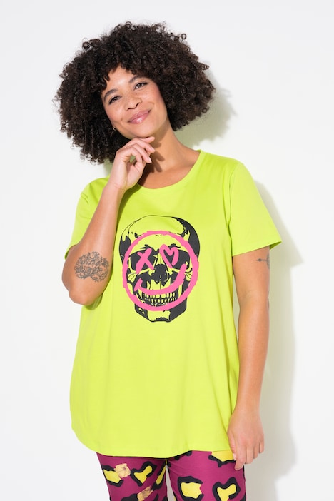 T-shirt, A-lijn, doodshoofd/smiley