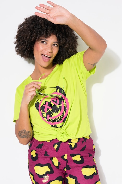 T-shirt, A-lijn, doodshoofd/smiley