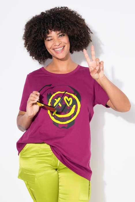 T-shirt, A-lijn, doodshoofd/smiley