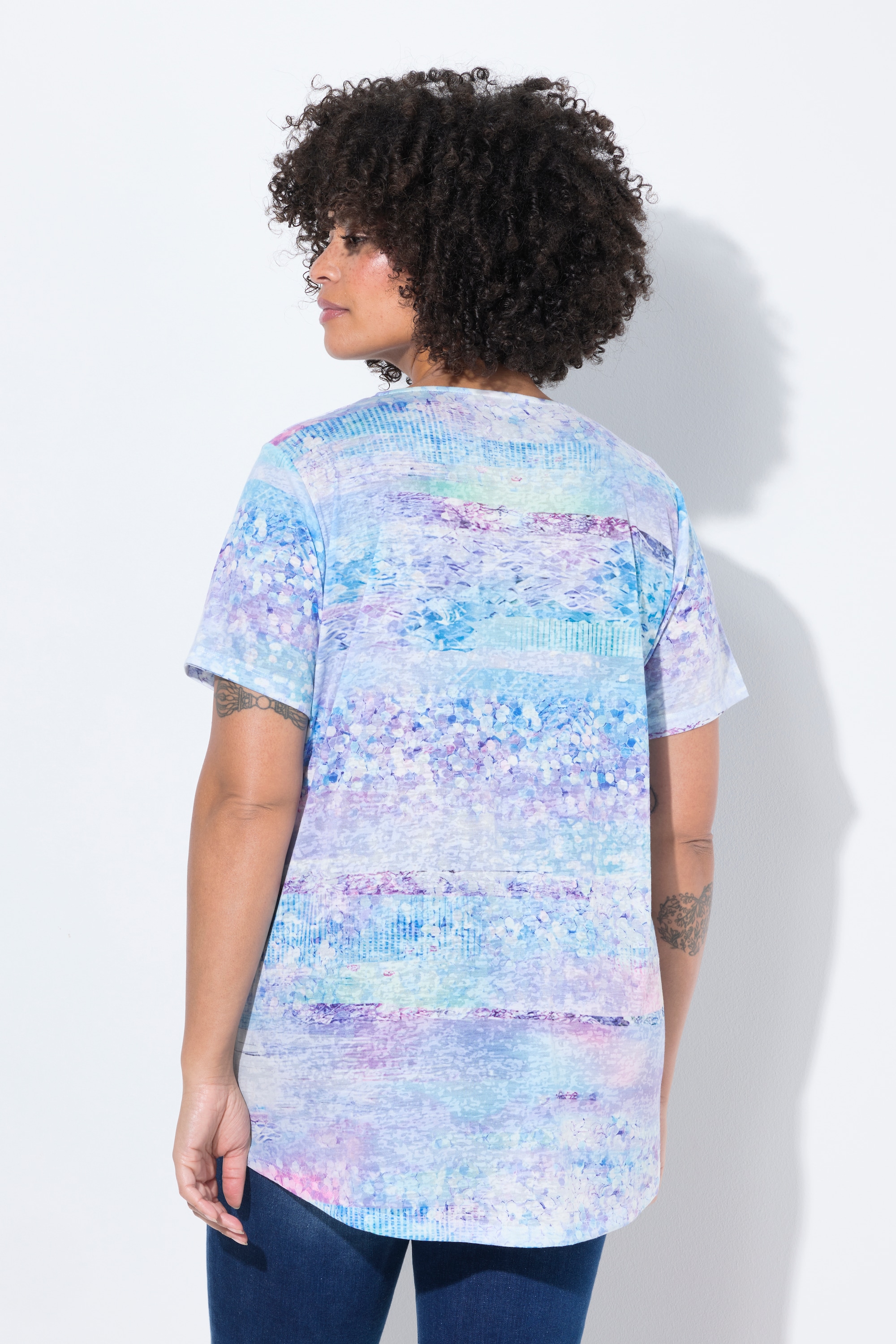 Angel of Style Damen große Größen T Shirt A Linie Glitzersteinchen