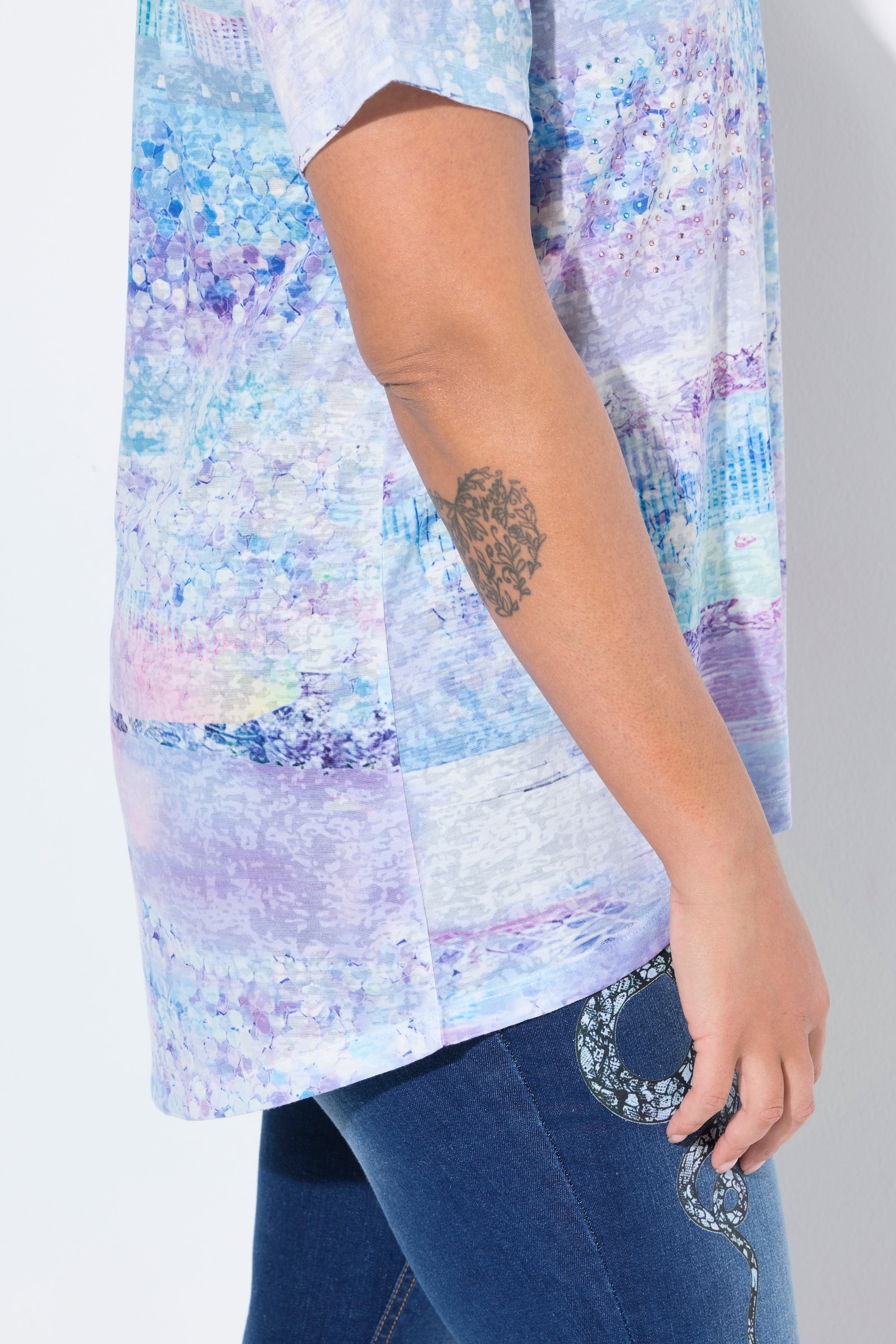 Angel of Style Damen große Größen T Shirt A Linie Glitzersteinchen
