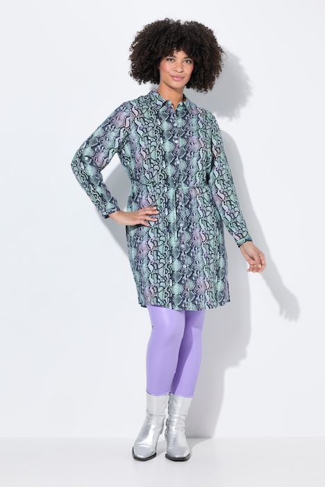 Overhemdblouse, slangenprint, lange mouwen