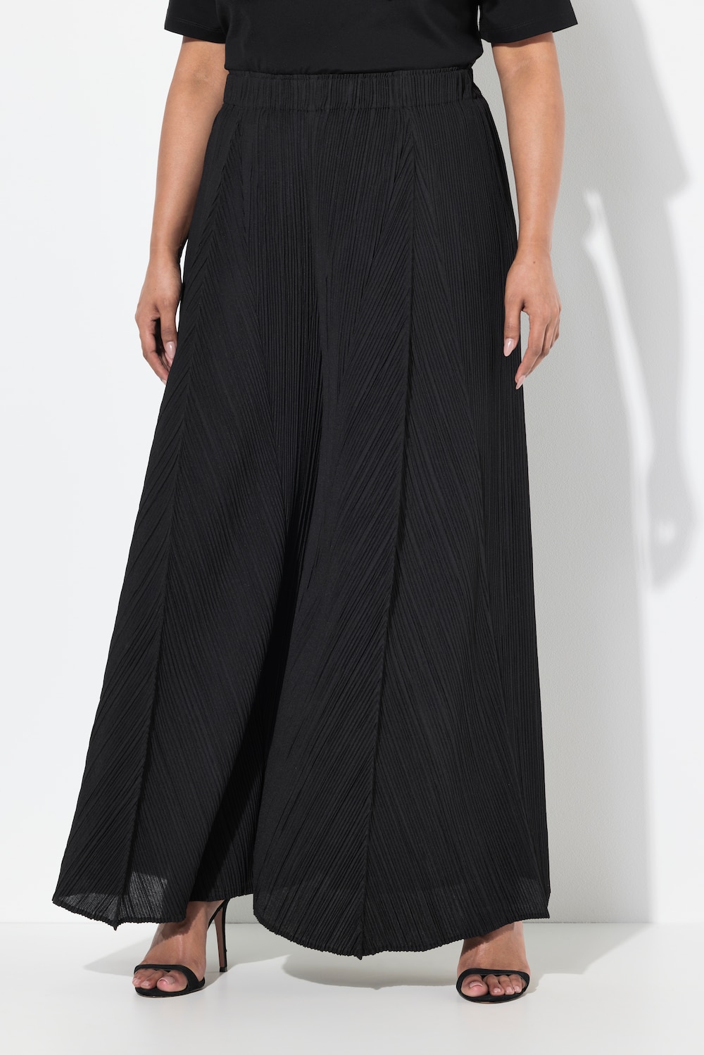 Große Größen Plissee-Hose, Damen, schwarz, Größe: 54/56, Polyester, Ulla Popken