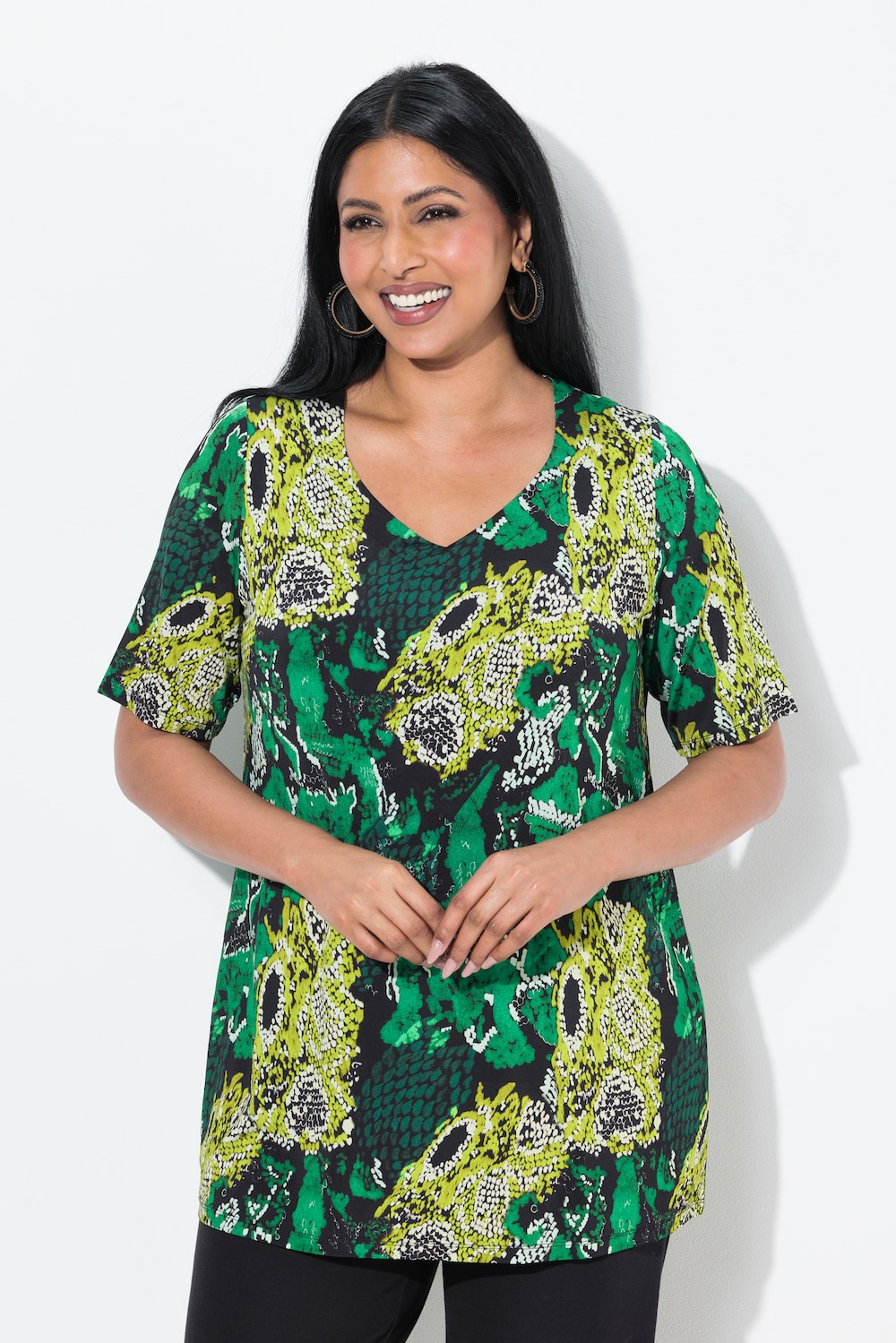 Große Größen Slinkyshirt, Damen, schwarz, Größe: 58/60, Viskose, Ulla Popken