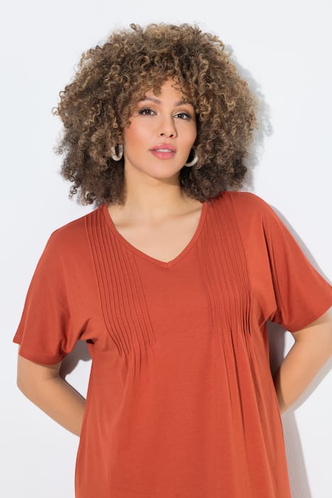 Jerseykleid, Biesen, A-Linie, V-Ausschnitt, Halbarm