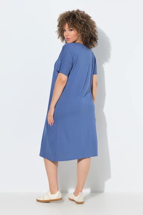 Jerseykleid, Biesen, A-Linie, V-Ausschnitt, Halbarm