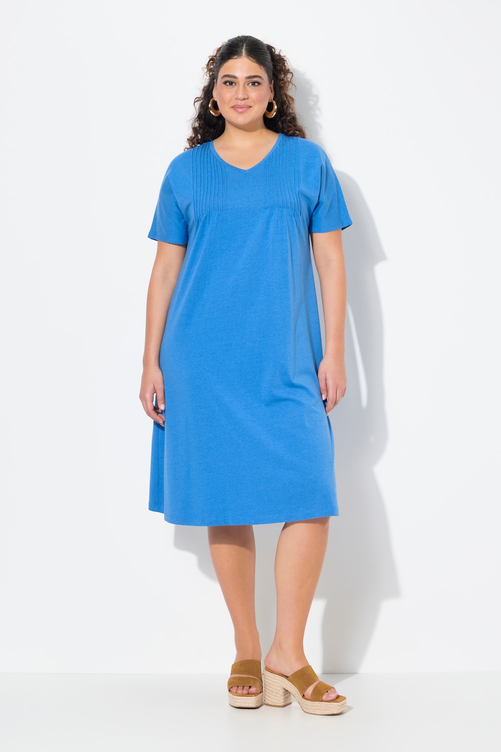 Große Größen Jerseykleid, Damen, blau, Größe: 42/44, Baumwolle/Synthetische Fasern, Ulla Popken
