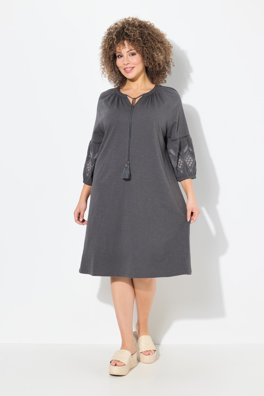 Große Größen Jerseykleid, Damen, grau, Größe: 54/56, Baumwolle, Ulla Popken