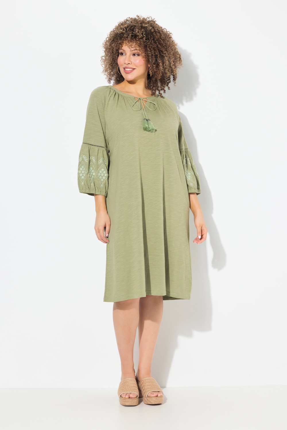 Große Größen Jerseykleid, Damen, grün, Größe: 46/48, Baumwolle, Ulla Popken