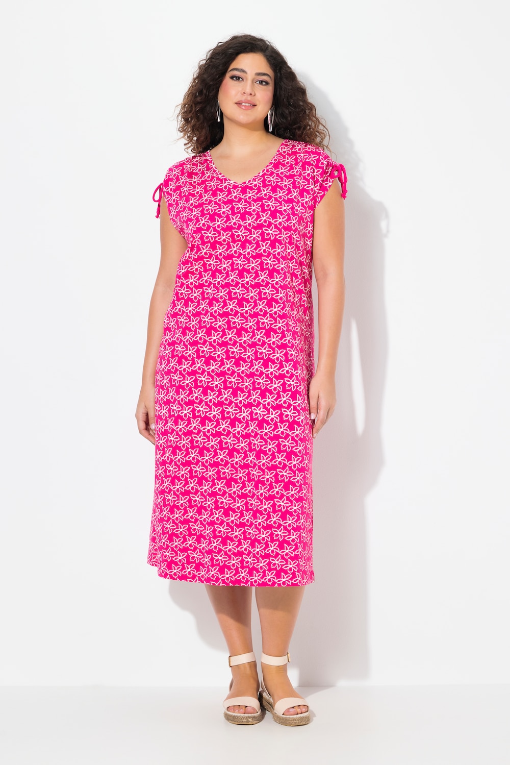 Thumbnail - Große Größen Midikleid, Damen, rosa, Größe: 46/48, Baumwolle, Ulla Popken