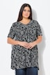 Longshirt, bloemenprint, V-hals, halve mouwen, zakken