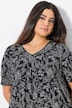 Longshirt, bloemenprint, V-hals, halve mouwen, zakken