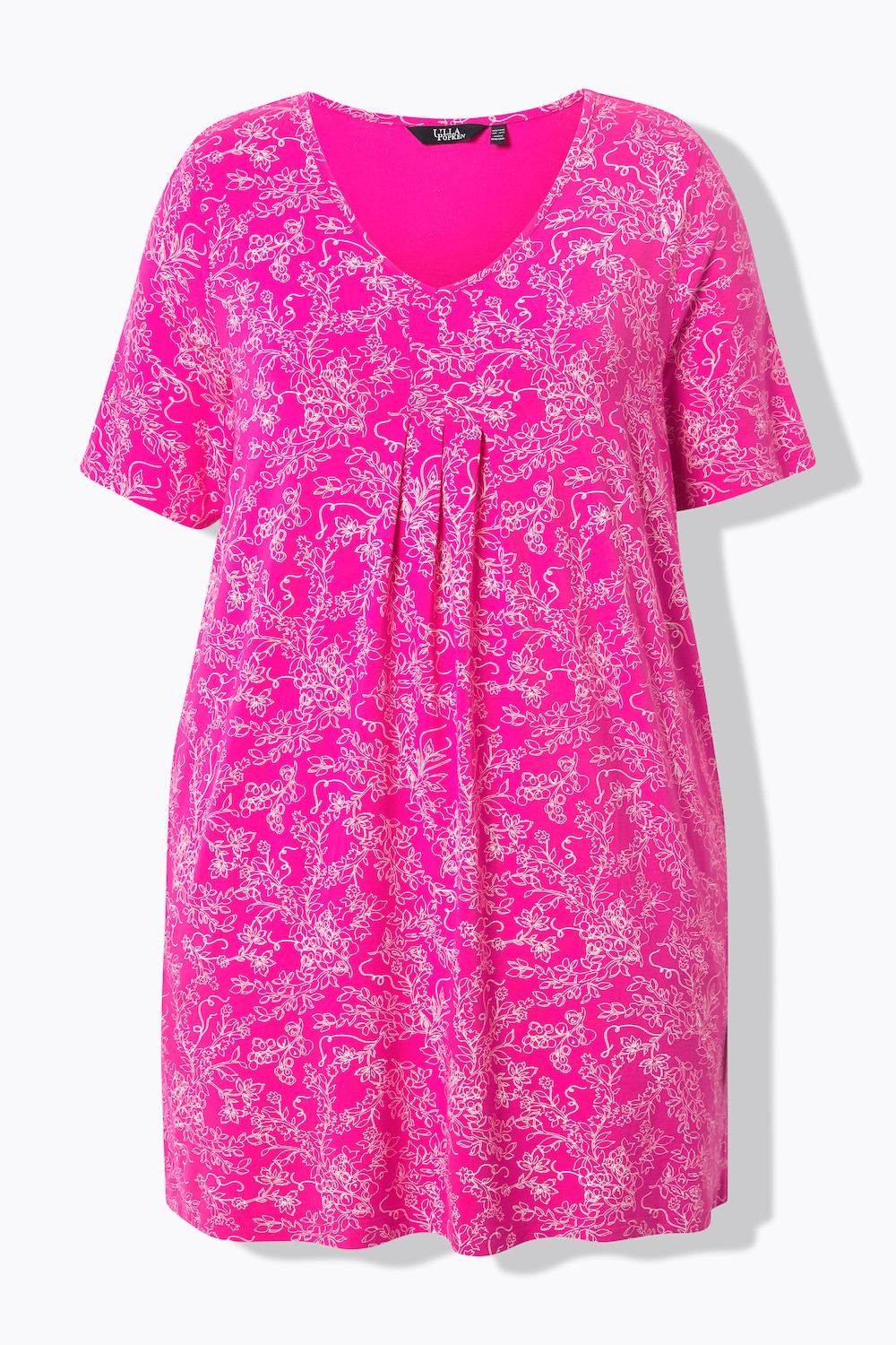 Stora storlekar Lång topp med blommönster, Dam, rosa, storlek: 42/44, Viskos, Ulla Popken
