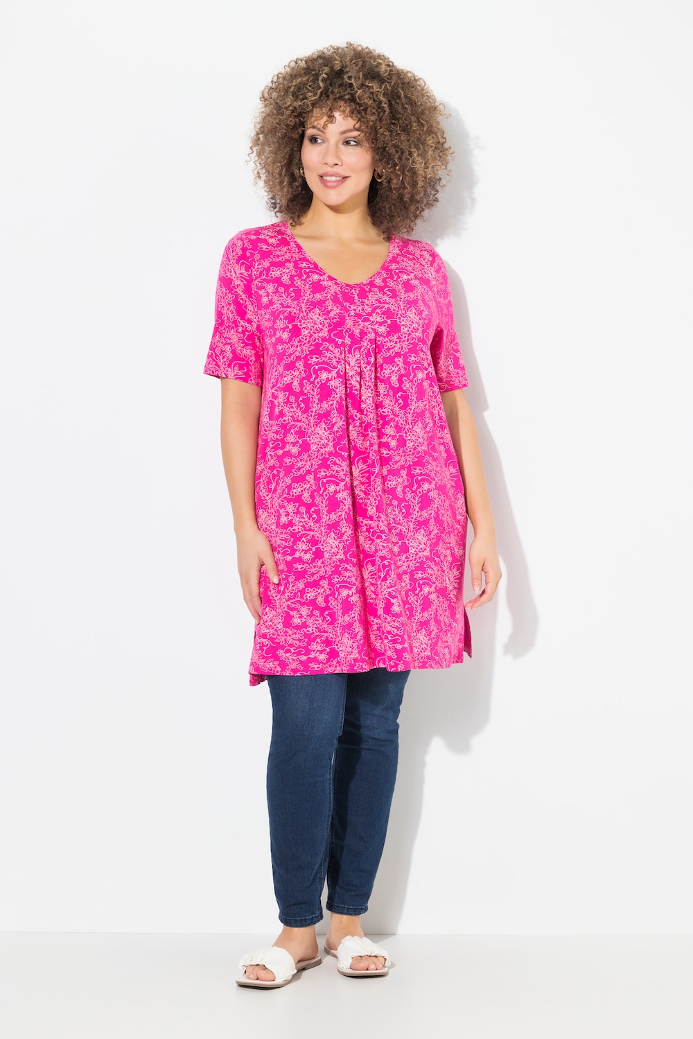 Große Größen Longshirt, Damen, rosa, Größe: 46/48, Viskose, Ulla Popken