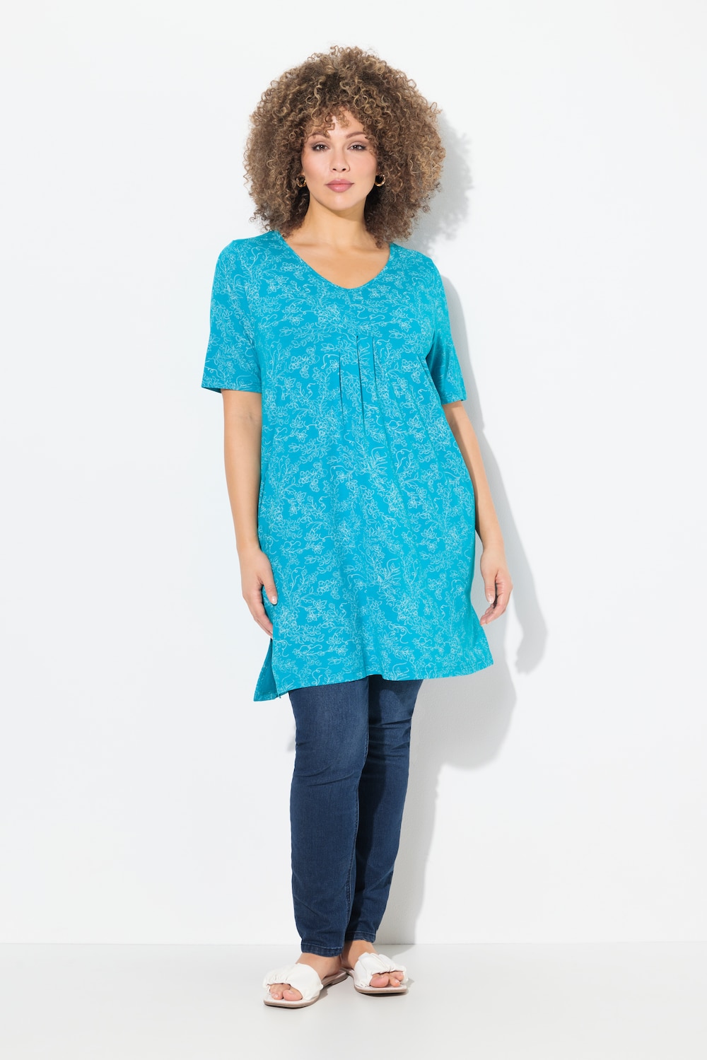 Große Größen Longshirt, Damen, türkis, Größe: 46/48, Viskose, Ulla Popken