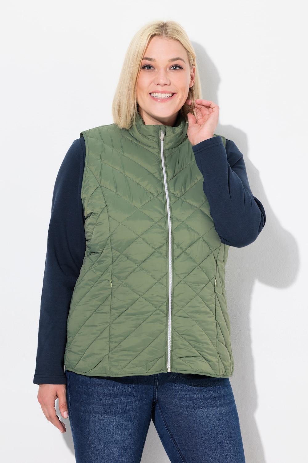 Große Größen HYPRAR Funktions-Steppweste, Damen, grün, Größe: 42/44, Polyester/Synthetische Fasern, Ulla Popken
