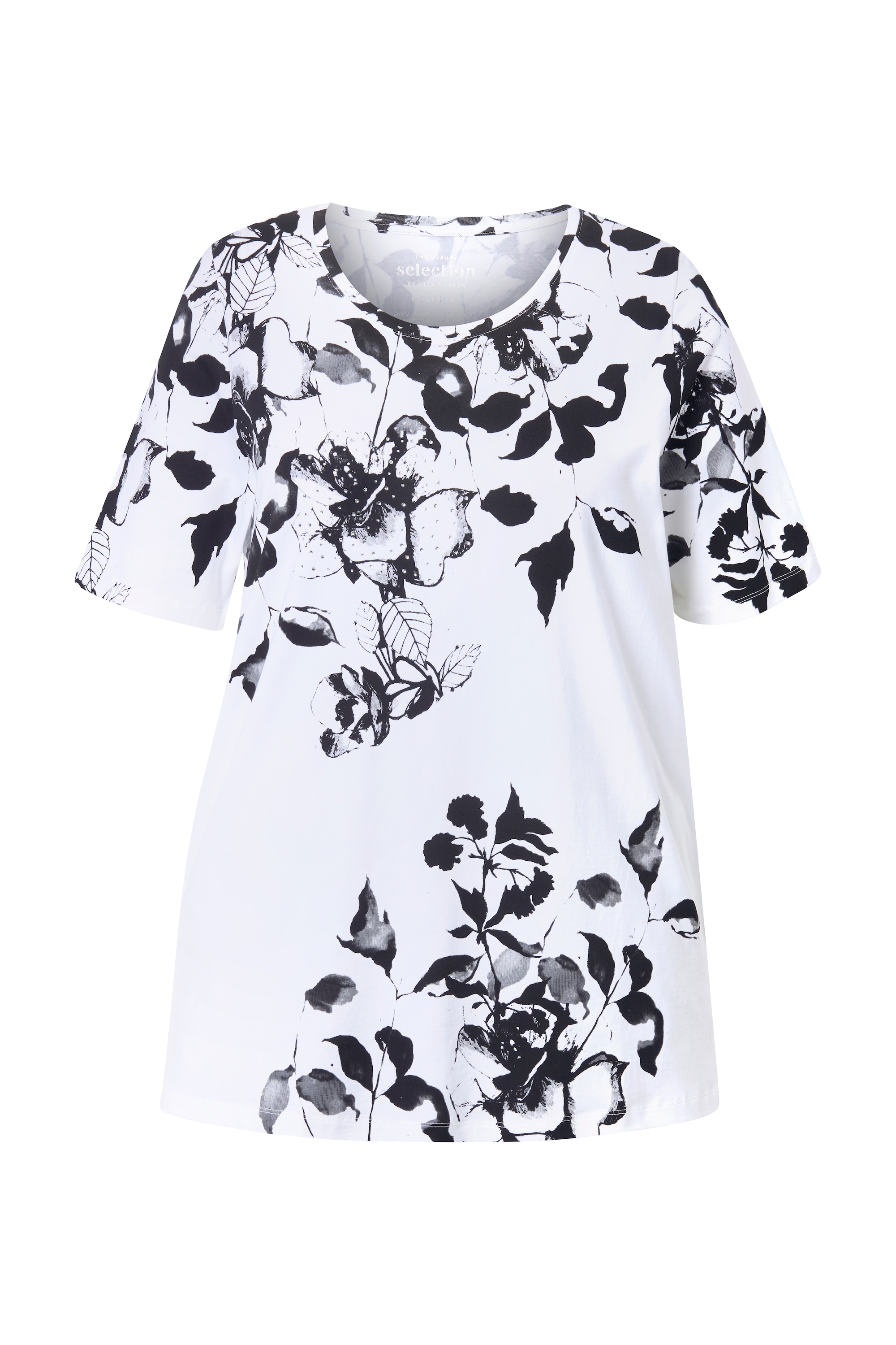 Ulla Popken Damen große Größen T Shirt Blüten A Linie Rundhals Halbarm