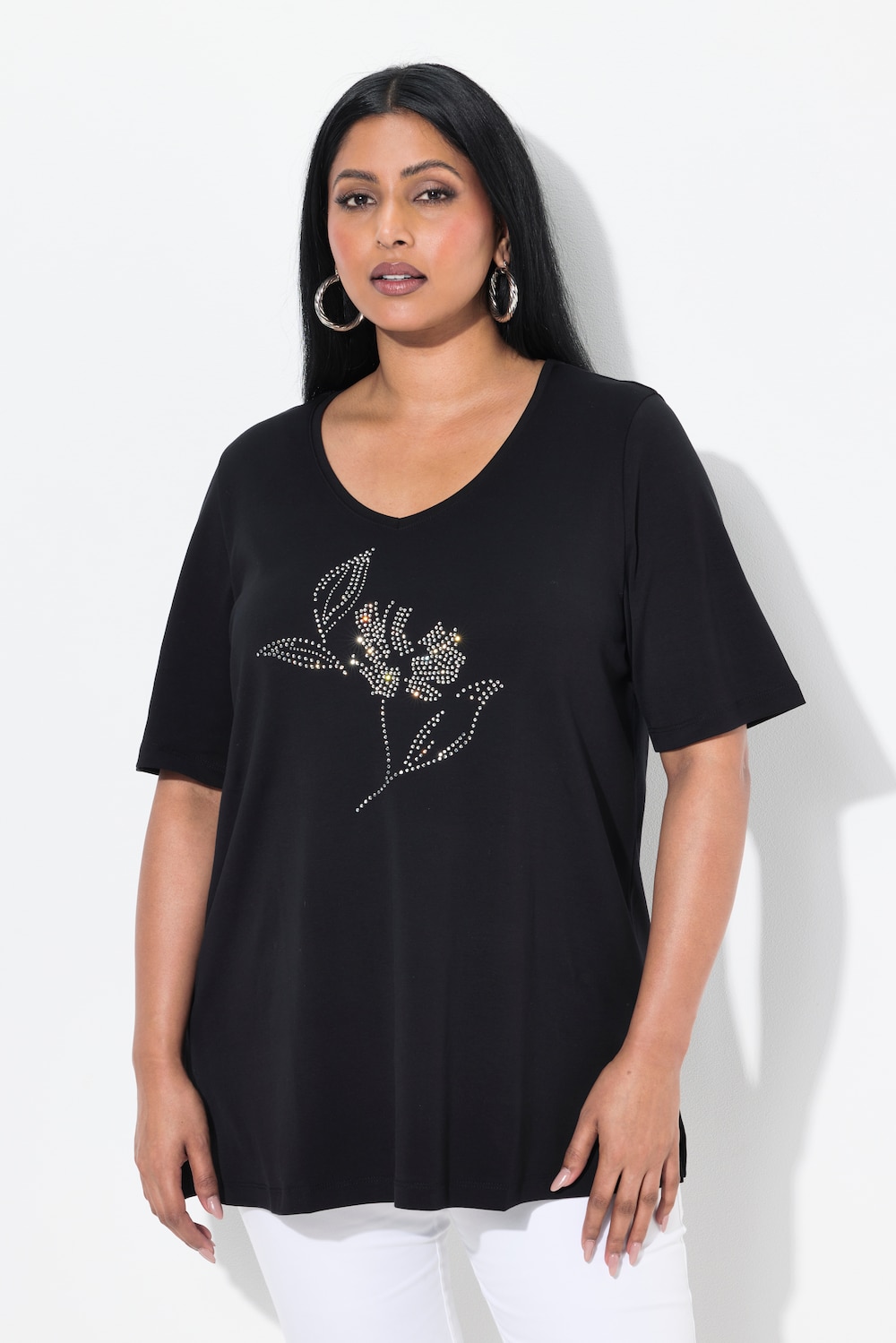 Thumbnail - Große Größen T-Shirt, Damen, schwarz, Größe: 42/44, Baumwolle, Ulla Popken