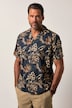 Chemise JP 1880 en lin mélangé, imprimé all-over, manches courtes et col cubain - jusqu'au 8 XL