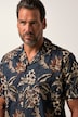 Chemise JP 1880 en lin mélangé, imprimé all-over, manches courtes et col cubain - jusqu'au 8 XL