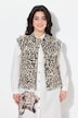Straight cut fringed-edge leopard pattern jean vest